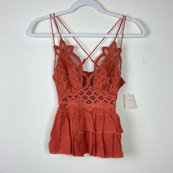 Free People One Orange Winding Road Adella Cami Top NWT Size Small - Picture 3 of 8